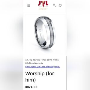 Men's Titanium Wedding Band Size 10 JVL Jewelry Worship Ring